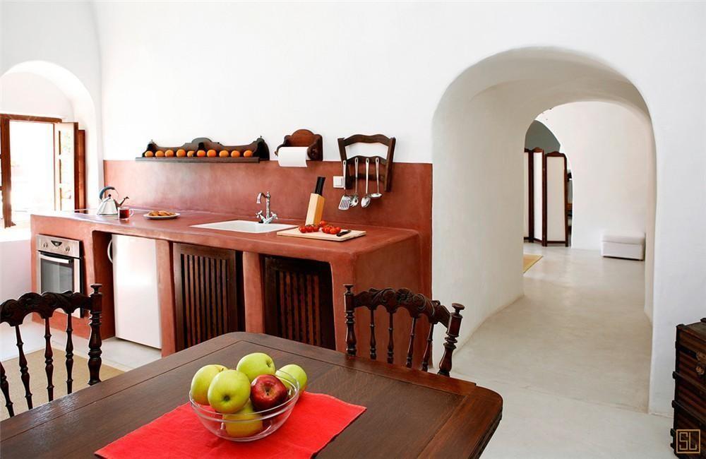 希腊圣托里尼岛西特林别墅开放厨房