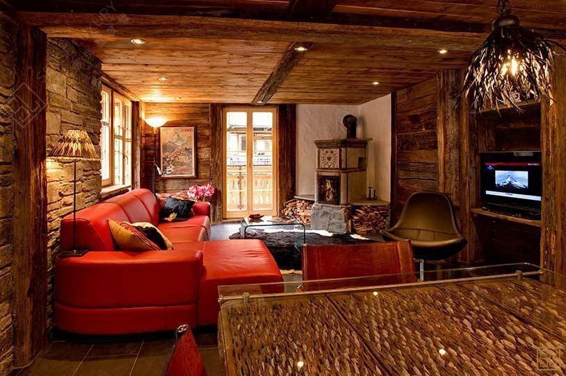 瑞士采尔马特 海蒂公寓雪屋客厅内景
