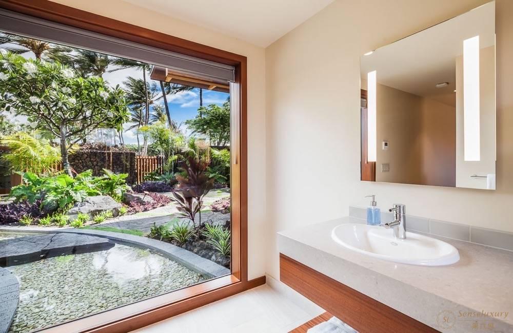 夏威夷大岛马纳拉尼熔岩孤丘别墅盥洗室