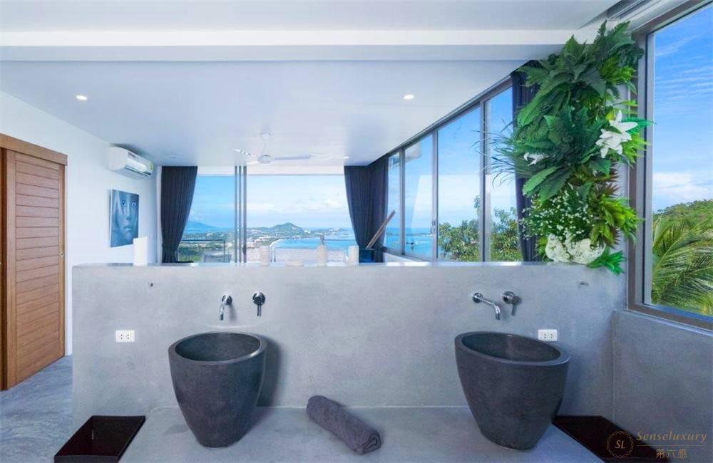 泰国苏梅岛查汶海滩月瞳别墅盥洗室