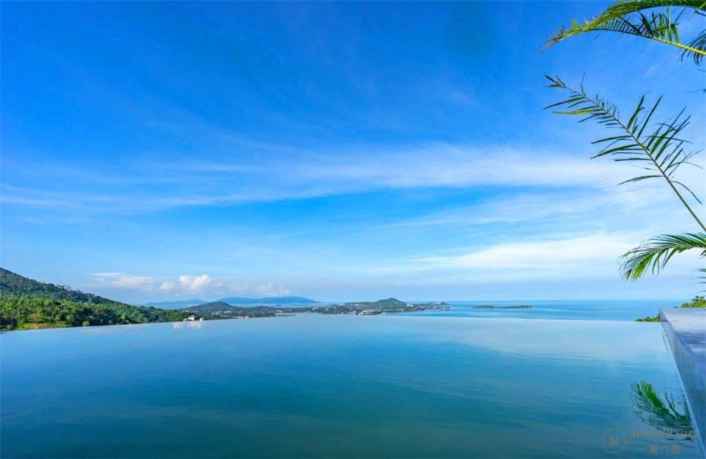 泰国苏梅岛查汶海滩月瞳别墅泳池